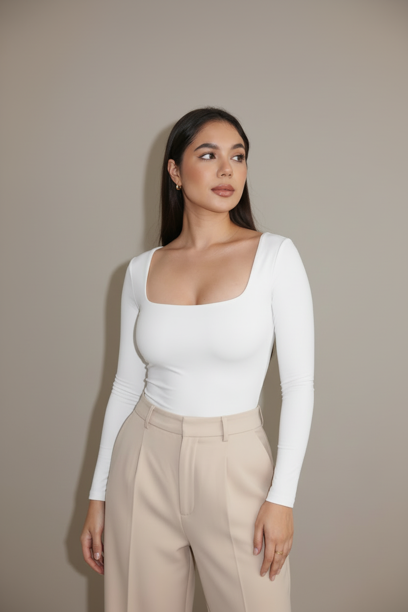 Body Manga Larga Blanco