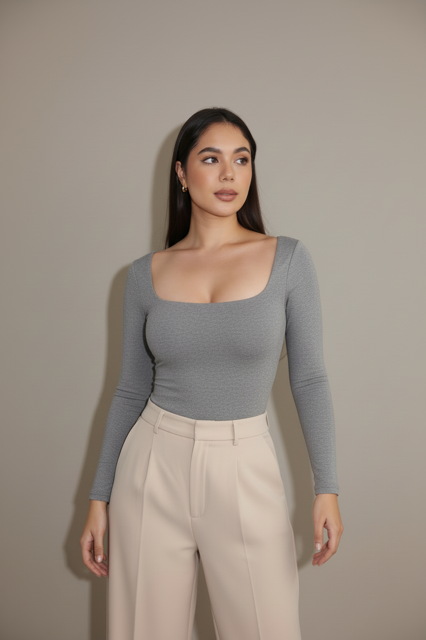 Body Manga Larga Gris