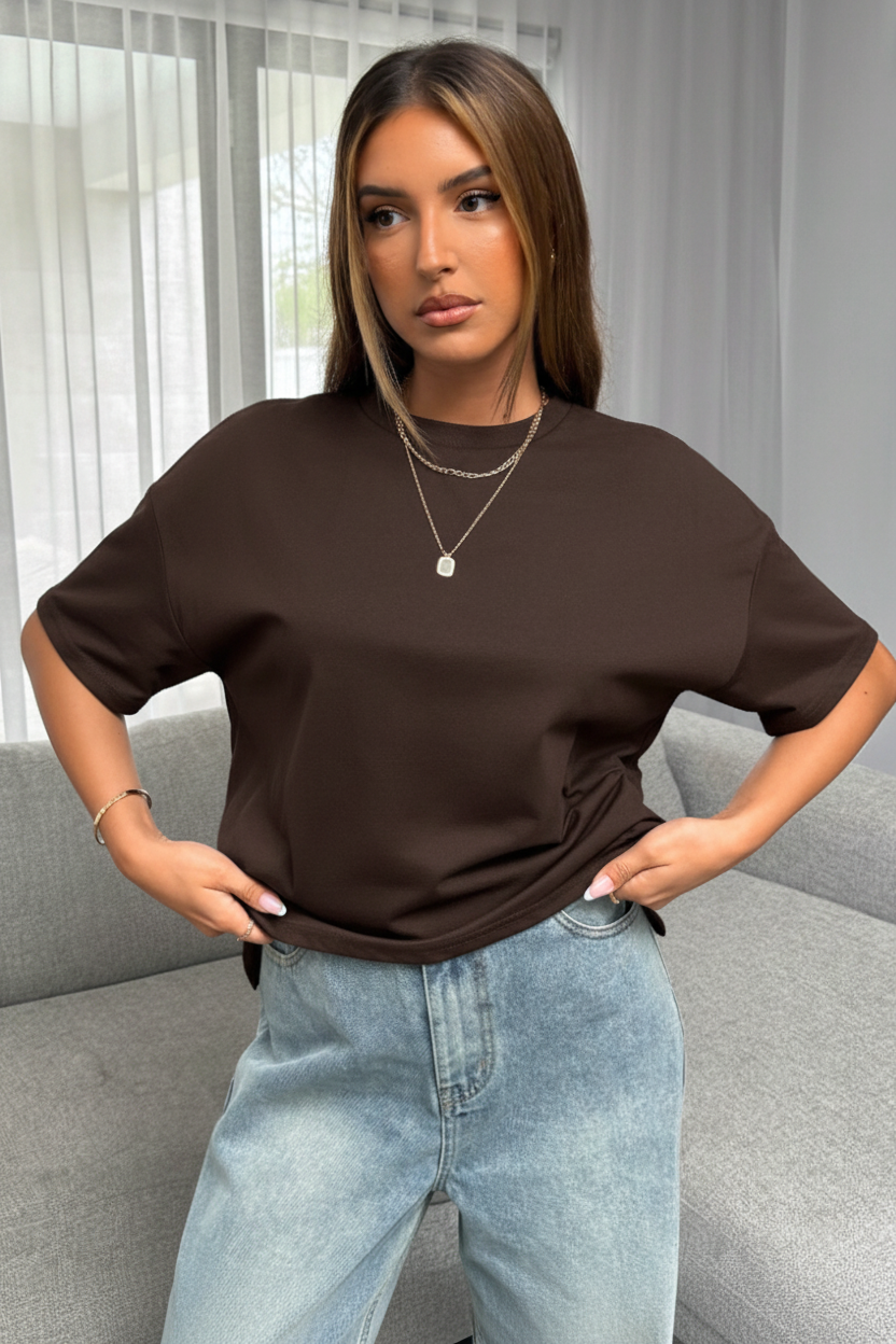 Camiseta Oversize Café
